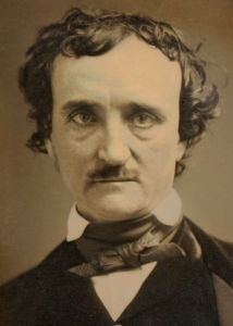 Edgar Allan Poe daguerreotype. By Unknown; most likely George C. Gilchrest, Samuel P. Howes, James M. Pearson, or Andrew J. Simpson, all of Lowell, MA [Public domain], via Wikimedia Commons